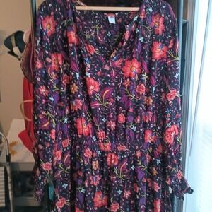 OLD Navy Fall Colors Long Sleeve Dress, Lined Skirt, XL